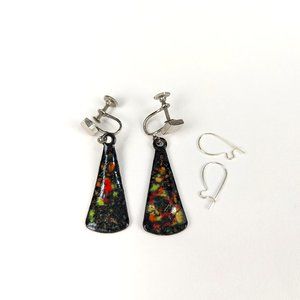 Vintage Silver and Enamel Earrings